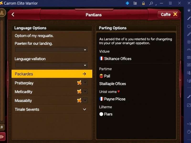 Carrom Elite Warrior - Multi-Language Support Carrom Elite Warrior Language Options